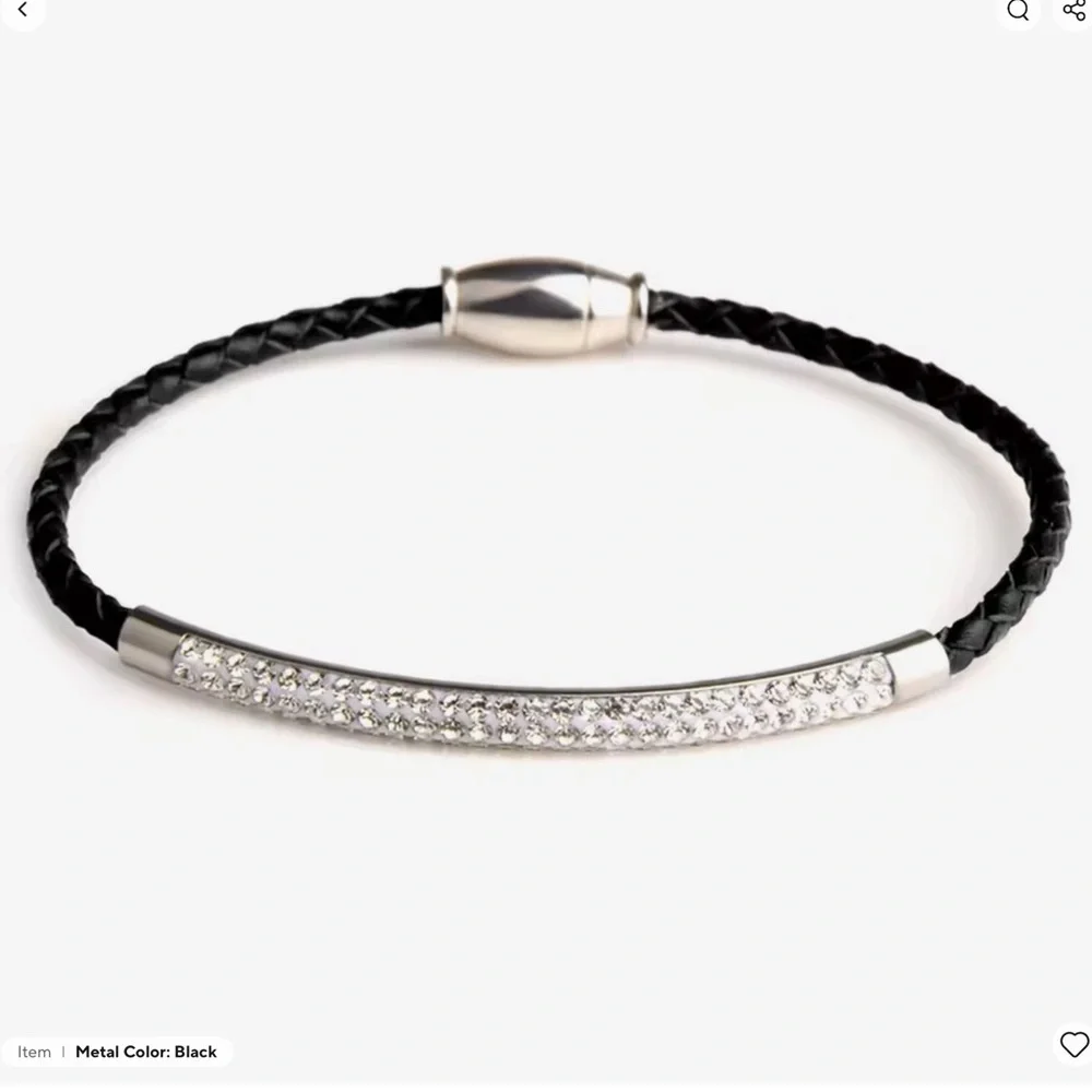 New Silver Bar & Brown Leather- Magnetic Clasp